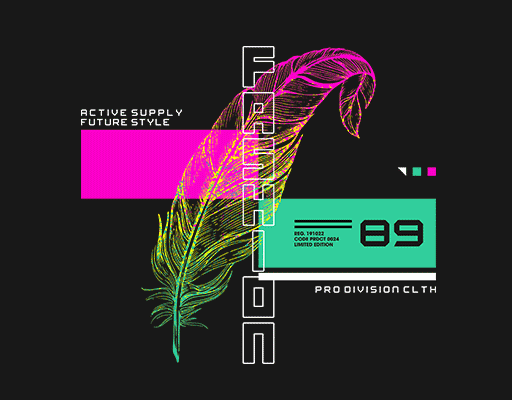 卡通羽毛图案卡通英文字母彩色方块图案女装文字印花素材彩色羽毛