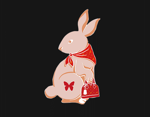 卡通兔子图案简笔卡通动物手绘兔子女装卡通动物印花素材简笔兔子