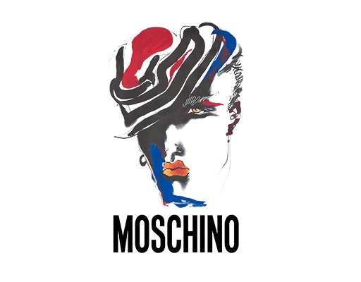 卡通英文字母图案卡通女孩头像手绘人物头像MOSCHINO印花素材女装T恤印花图案