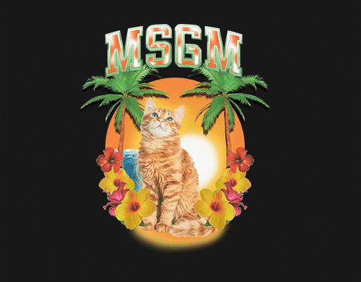 卡通英文字母图案卡通猫咪图案MSGM数码印花素材椰子树图案女装印花图案