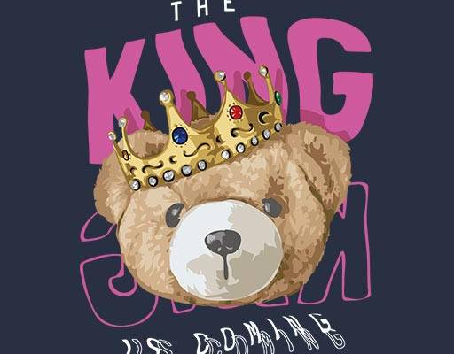 戴皇冠的小熊可爱卡通动物小熊头像英文字母矢量手绘小熊