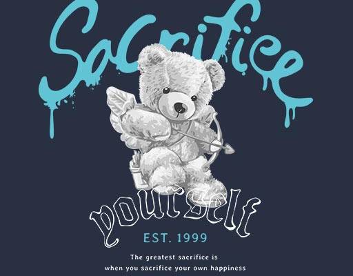 天使小熊涂鸦卡通小熊手写英文字母矢量可爱卡通动物