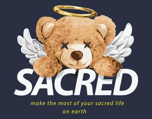 天使小熊可爱卡通小熊翅膀英文字母矢量