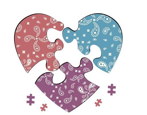 爱心矢量佩斯花纹矢量破碎爱心心形图案拼图爱心图案