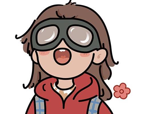 卡通女孩矢量手绘卡通人物戴眼镜的女孩情侣装人物矢量