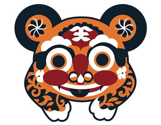 卡通老虎矢量中国风卡通矢量卡通头像手绘简笔画