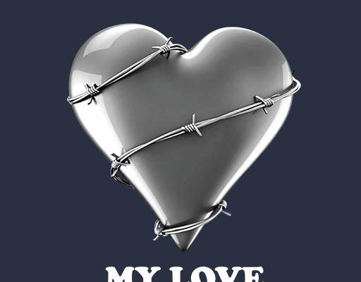 卡通爱心英文字母矢量铁丝图案灰色爱心图案