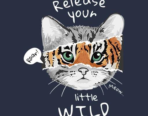 卡通猫咪矢量手绘猫咪老虎撕裂老虎手写英文字母矢量