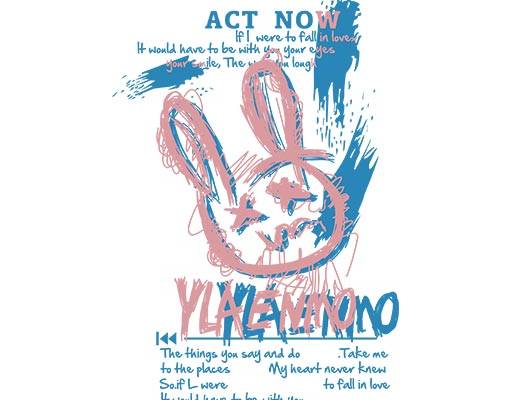 涂鸦卡通矢量涂鸦英文字母矢量手绘英文字母手绘兔子头像情侣装图案矢量