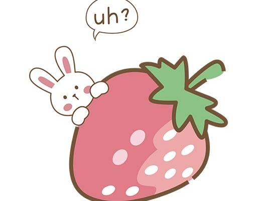卡通兔子矢量手绘草莓矢量水果矢量