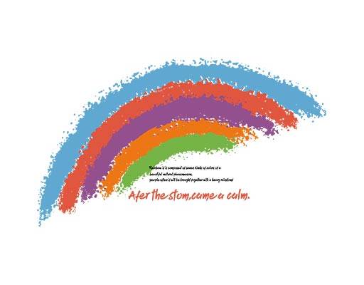 彩虹矢量破碎彩虹手写英文字母矢量