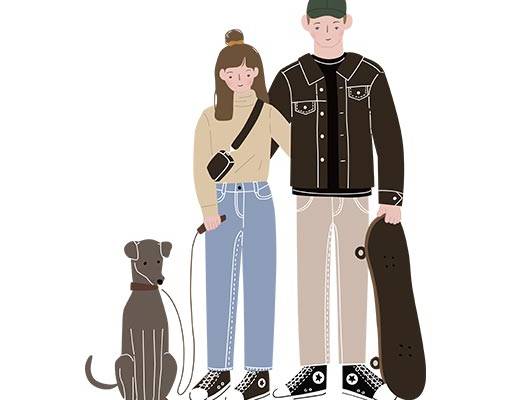 卡通男孩女孩卡通人物矢量手绘人物矢量图案