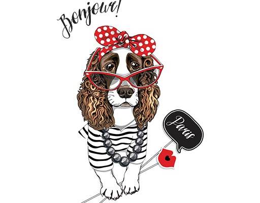 卡通小狗矢量蝴蝶结小狗戴眼镜的狗可爱卡通动物手写英文字母