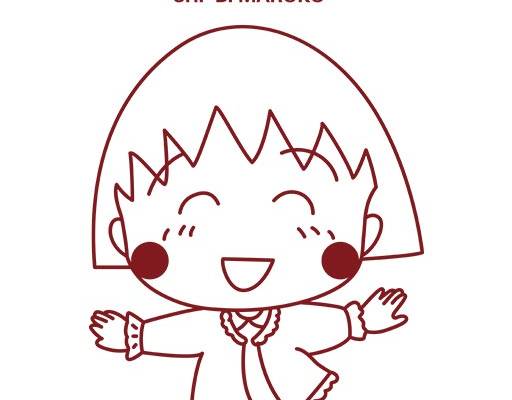 小丸子图案樱桃小丸子手绘卡通女孩动画哦人物小丸子线稿图案