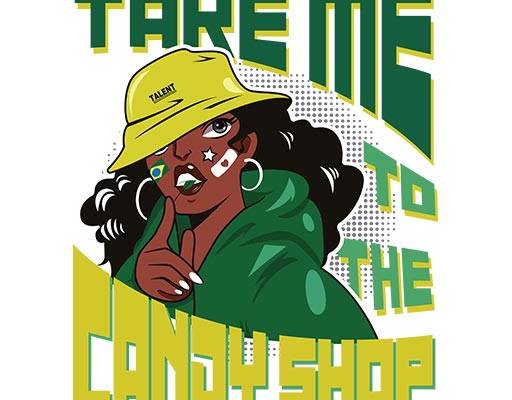 戴帽子的女孩图案欧美人物图案简约文字英文字母图案