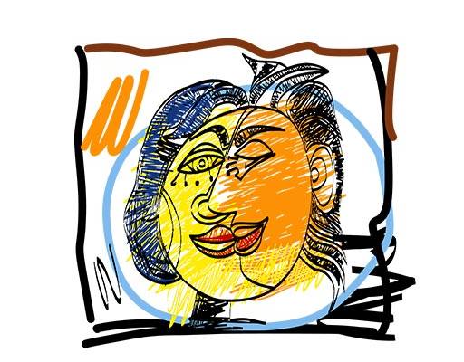 抽象人物图案男孩女孩图案手绘男孩头像女孩头像相框图案