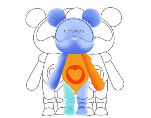 3D立体小熊图案彩色小熊线条手绘小熊卡通玩具熊