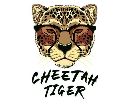 豹子头像戴眼镜大豹子老虎头图案英文字母图案卡通动物头像