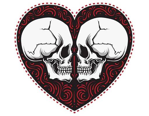 骷颅头爱心矢量头骨矢量恐怖灵异矢量欧美卡通图案