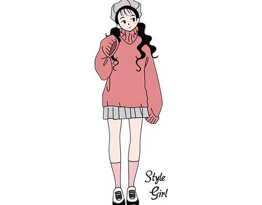 卡通女孩矢量手绘人物矢量简笔卡通女孩