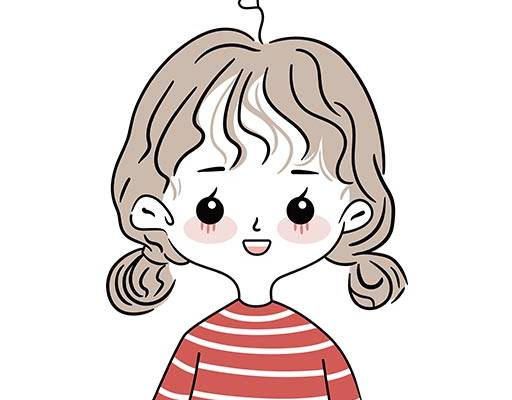 手绘卡通女孩矢量简笔卡通人物矢量女孩头像矢量情侣装矢量图案