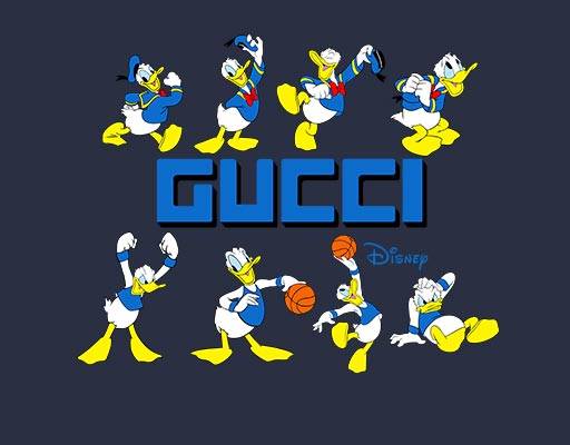 迪士尼唐老鸭图案gucci古驰唐老鸭卡通鸭子打篮球的鸭子