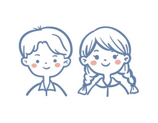 卡通男孩女孩矢量情侣装头像矢量手绘简笔人物矢量男孩头像女孩头像