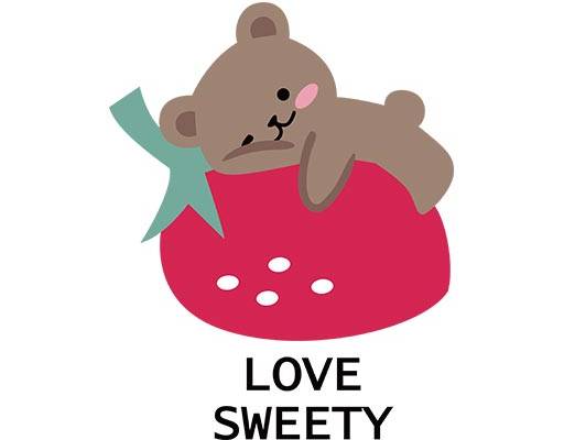 卡通小熊矢量草莓矢量可爱卡通动物矢量棕色小熊