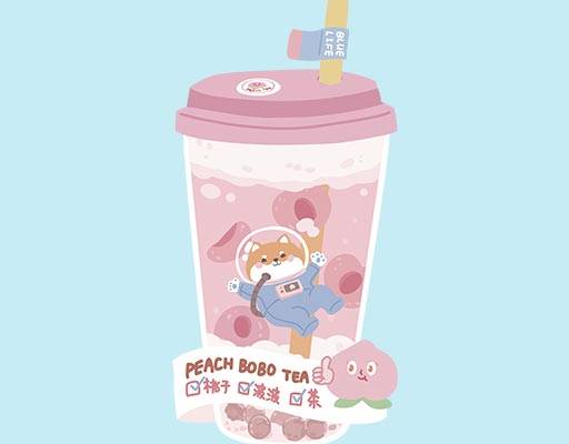 卡通小狗矢量卡通动物矢量奶茶矢量饮料杯子奶茶杯矢量吸管矢量太空狗矢量