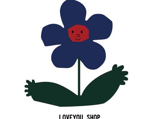 卡通花朵矢量手绘简笔花朵蓝色花朵矢量可爱卡通植物矢量