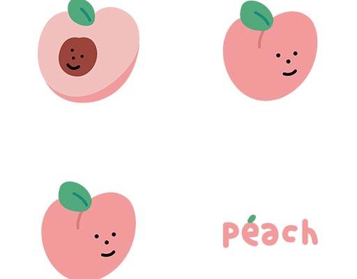 卡通桃子矢量粉色桃子剪影矢量可爱卡通水果矢量粉色水密桃子