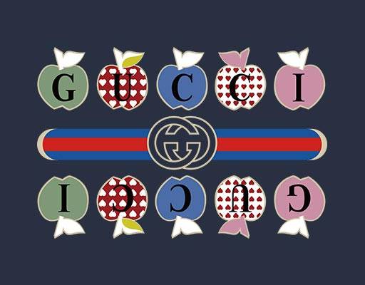 彩色苹果矢量gucci图案古驰英文字母矢量guccilogo矢量爱心苹果剪影矢量