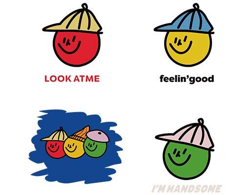 卡通头像矢量戴帽子的卡通图案英文字母矢量卡通笑脸矢量可爱卡通