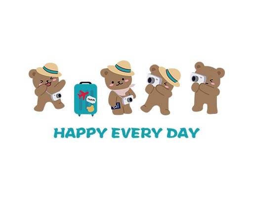 卡通小熊矢量照相的小熊矢量旅行小熊矢量可爱卡通动物矢量