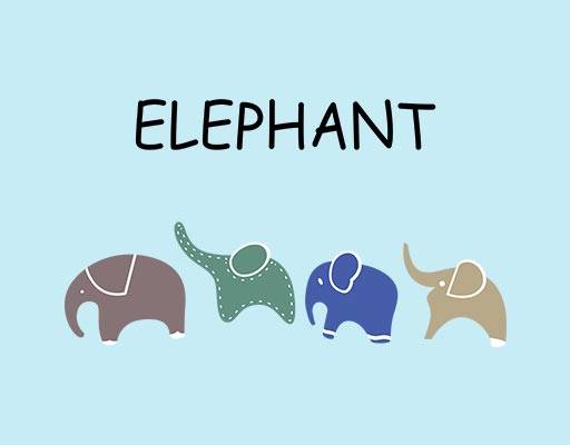 卡通大象矢量英文字母矢量简笔大象卡通动物矢量可爱卡通