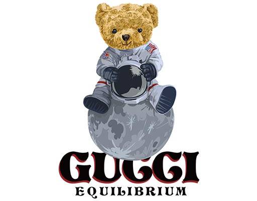 卡通小熊矢量坐在月球上的小熊宇航员小熊矢量gucci古驰小熊矢量可爱卡通