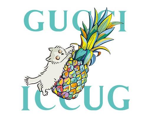 gucci古驰猫咪矢量英文字母矢量菠萝猫咪矢量英文手绘猫咪彩色菠萝