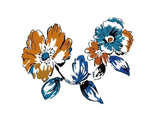 手绘花朵矢量鲜花矢量蓝色花朵涂鸦花朵蓝色花朵花卉