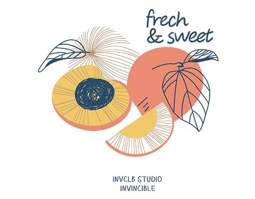 卡通水果矢量桃子矢量水蜜桃梨子矢量手绘英文字母矢量