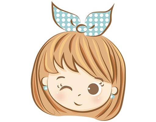 卡通小女孩矢量蝴蝶结女孩矢量卡通女孩头像矢量可爱女孩