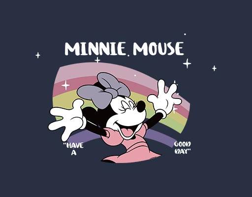 卡通米妮矢量彩虹矢量图案英文字母矢量图案可爱米老鼠矢量迪士尼动画矢量