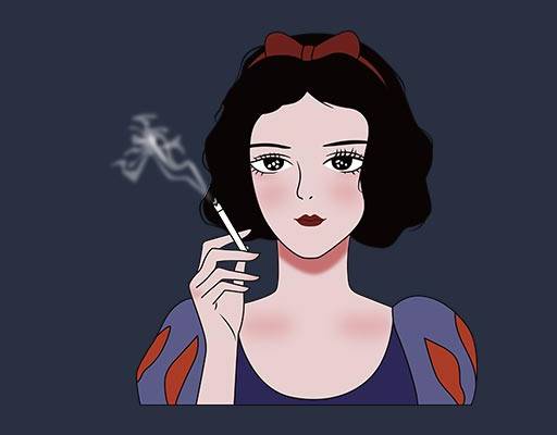 公主矢量图案白雪公主抽烟图案卡通女孩矢量可爱女孩