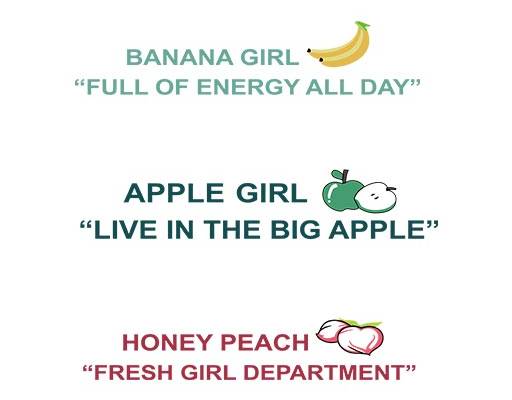 英文字母矢量香蕉苹果桃子矢量水果卡通图案