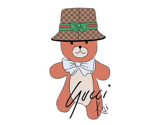 gucci小熊矢量戴帽子的小熊卡通矢量素材英文字母矢量简约手绘小熊