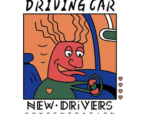 卡通人物矢量素材英文字母图案开车的卡通人物