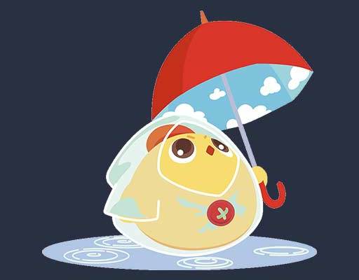 卡通小鸟矢量打伞的小鸟矢量可爱卡通动物矢量下雨小鸡矢量卡通