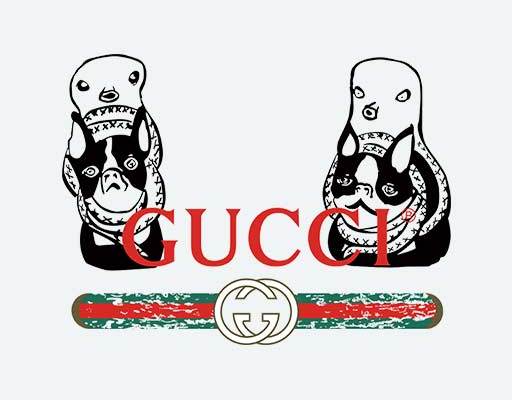 卡通小狗矢量gucci古驰矢量卡通动物矢量古驰矢量图案英文字母矢量