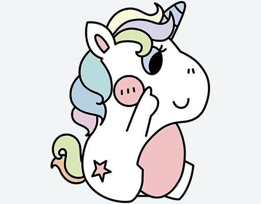 可爱独角兽矢量彩色马图案独角兽简笔画卡通动物矢量