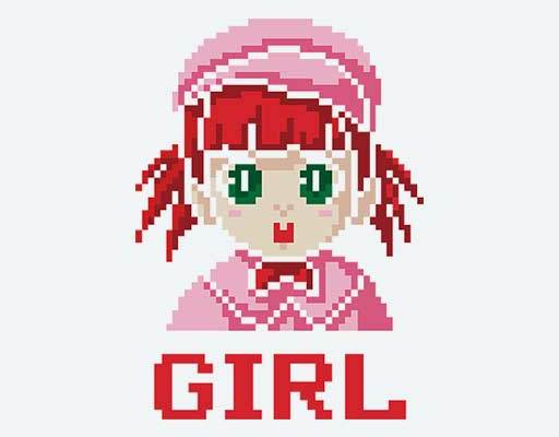 卡通女孩矢量马赛克女孩矢量英文字母girl简笔画女孩矢量游戏人物矢量