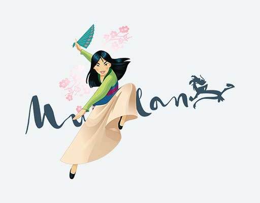 卡通女孩矢量花木兰人物矢量小女孩卡通人物矢量古装女孩